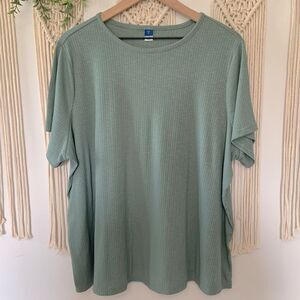 OLD NAVY Women’s Luxe Ribbed Slub Knit T-Shirt Dried Herb Olive Green 2XL